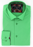 Chemise élégante pour homme en coupe cintrée de couleur verte opposition à motifs | Cotton Park