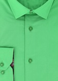 Chemise cintrée verte opposition à motifs | Cotton Park
