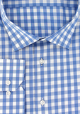 Chemise coupe droite vichy bleu col français | Cotton Park