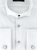 chemise pour homme avec boutons de plastron nacré blanc et argent 