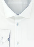 Chemise cintrée blanche opposition bleu à motifs | Cotton Park