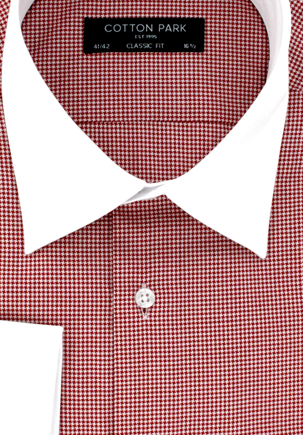 Chemise homme vichy rouge à col blanc - Cotton Park