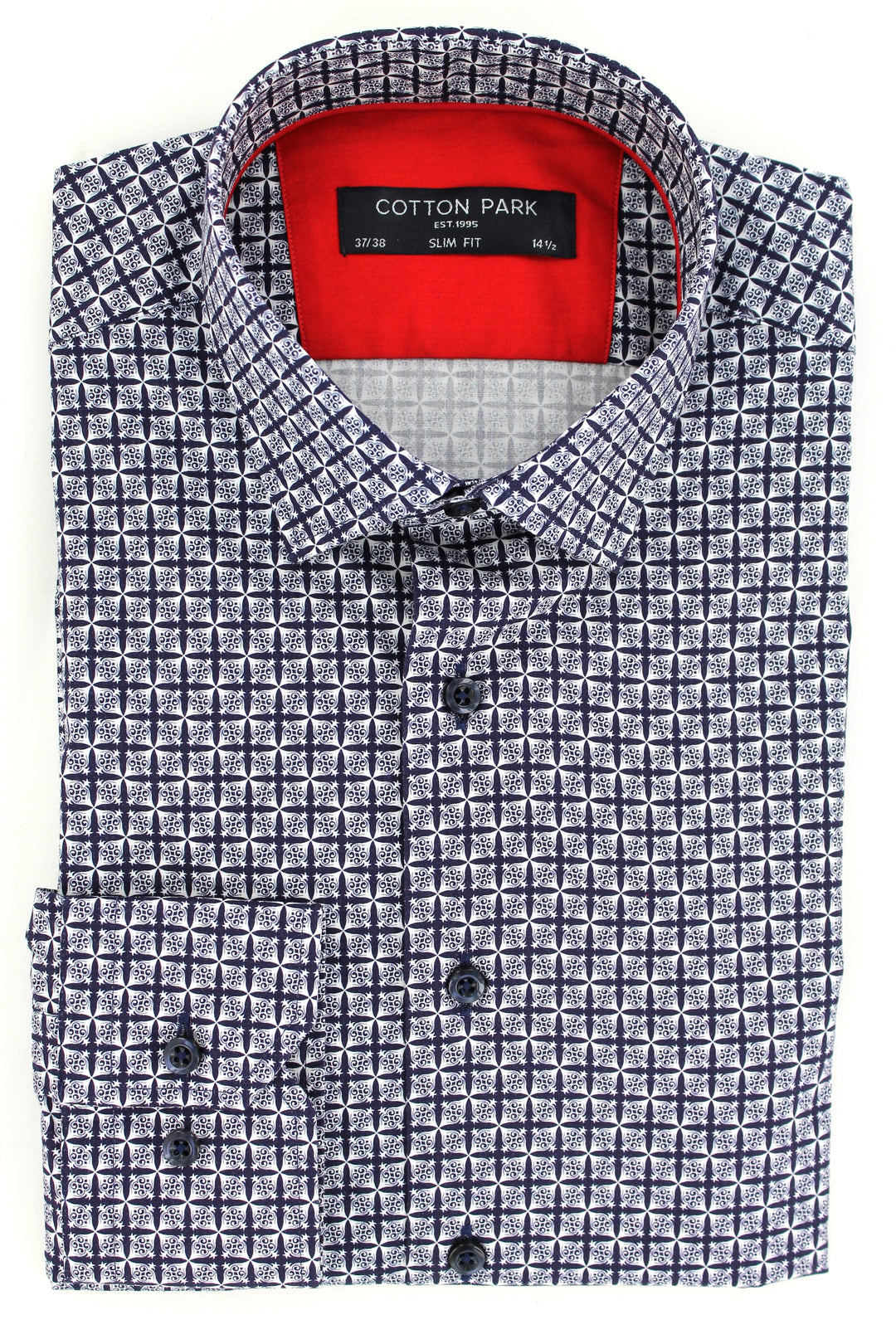 Fitted navy print shirt 