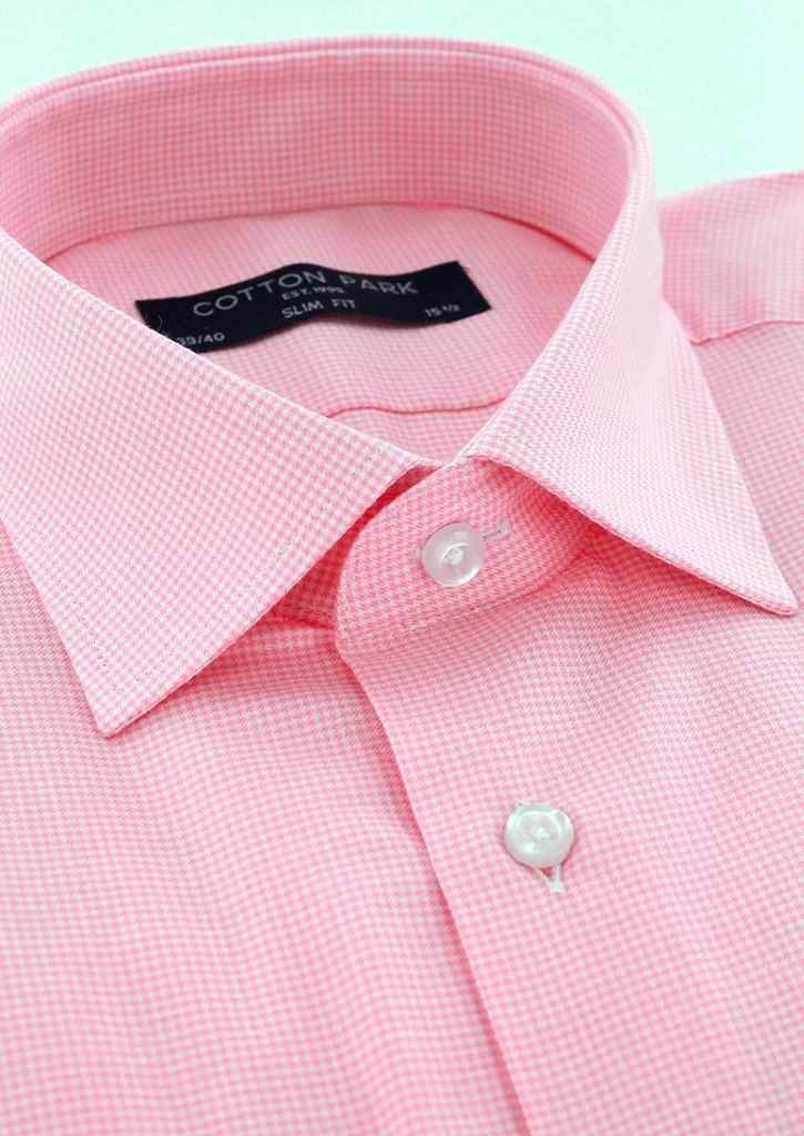 Pink houndstooth fitted shirt | Cotton Park Pink houndstooth fitted shirt | Cotton Park