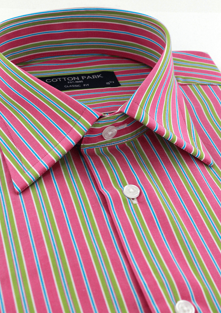 Green and online pink striped shirt