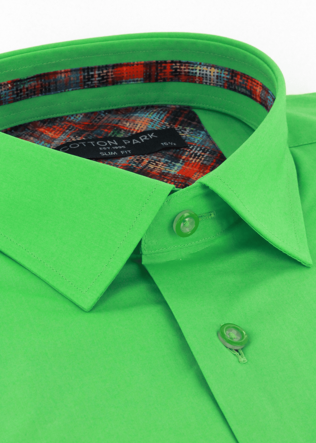 Patterned opposition green fitted shirt | Cotton Park Patterned opposition green fitted shirt | Cotton Park