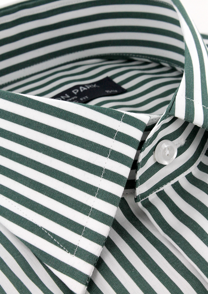 Classic green striped shirt with French cuffs | Cotton Park Classic green striped shirt with French cuffs | Cotton Park