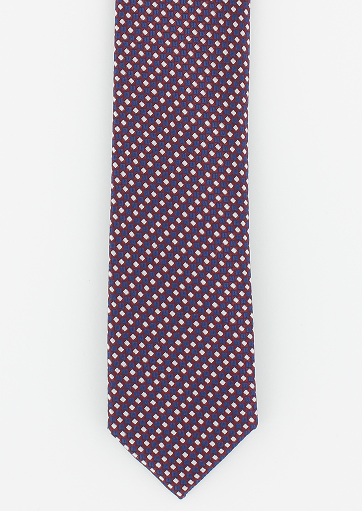 Cravate fine en soie bordeaux bleu et blanc | Cotton Park