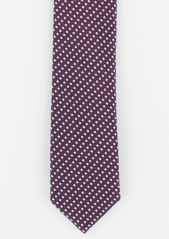 Cravate fine en soie bordeaux bleu et blanc | Cotton Park
