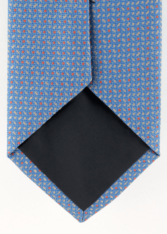 Cravate microfibre bleu ciel à motifs rouges | Cotton Park