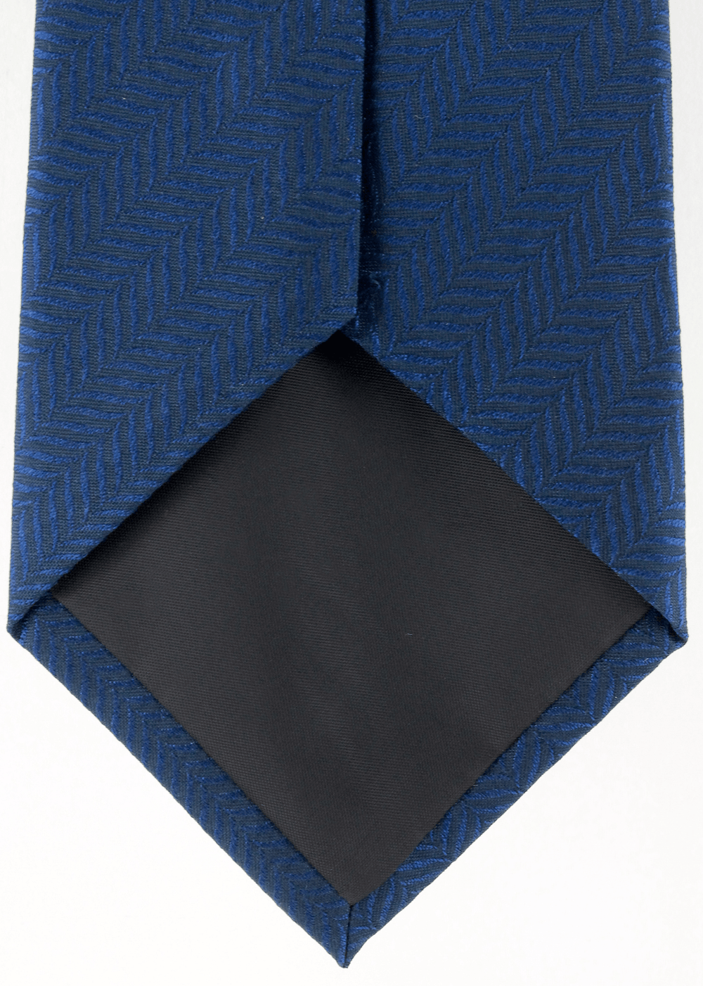 Cravate en soie tissée bleu marine motif chevron microfibre 8 cm | Cotton Park