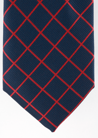 Cravate bleu marine à motifs rouges | Cotton Park