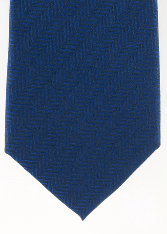 Cravate en soie tissée bleu marine motif chevron | Cotton Park