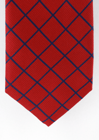 Cravate rouge à motifs bleu marine | Cotton Park