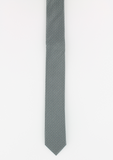 Cravate fine en soie gris motifs turquoise | Cotton Park
