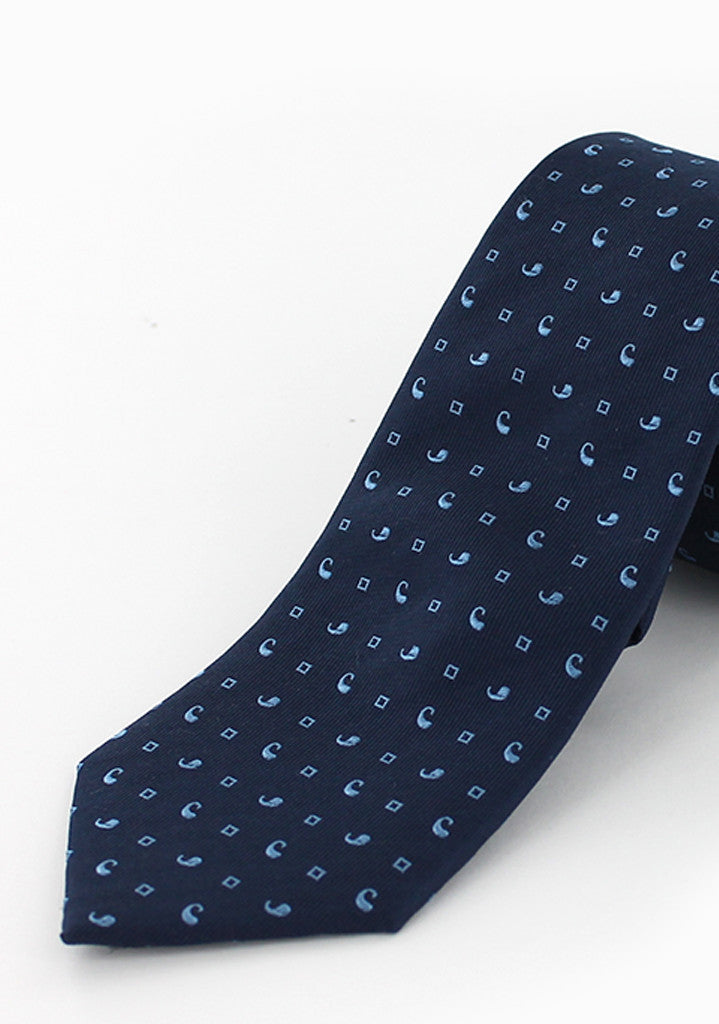 Cravate soie marine petits motifs bleu ciel | Cotton Park