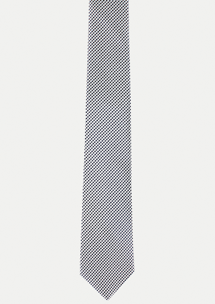 Cravate blanche à motifs bleu marine | Cotton Park