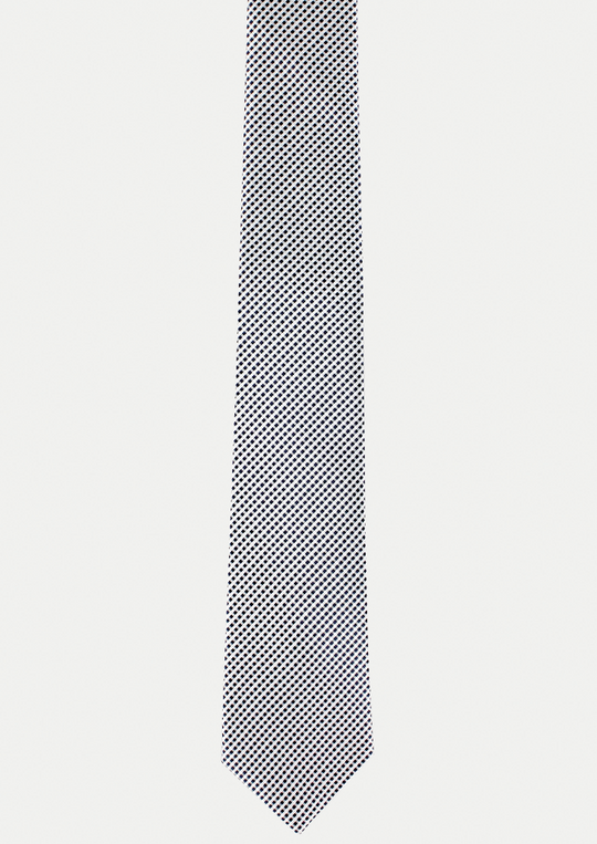 Cravate blanche à motifs bleu marine | Cotton Park