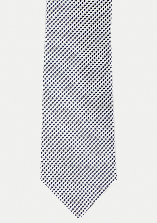 Cravate élégante pour homme de couleur blanche à motifs bleu marine | Cotton Park