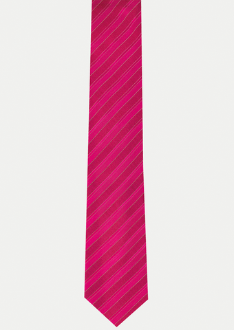 Cravate club en soie rose à rayures rose fuchsia et blancs | Cotton Park
