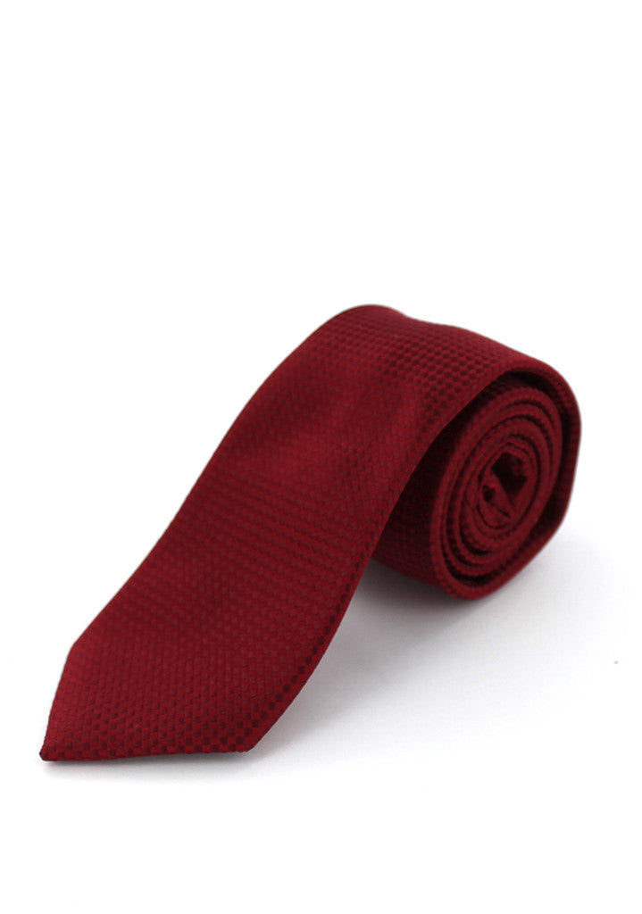 Cravate en soie rouge foncé à damiers losanges | Cotton Park