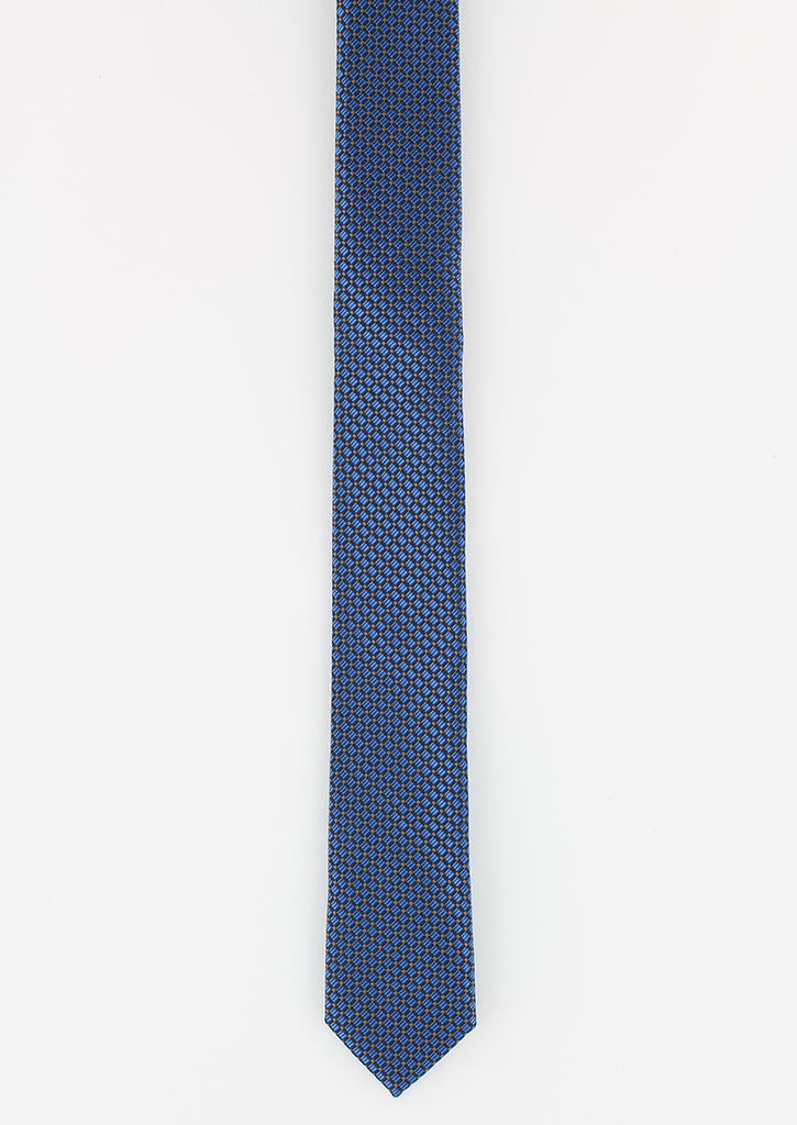 Cravate fine en soie bleu losanges marron | Cotton Park