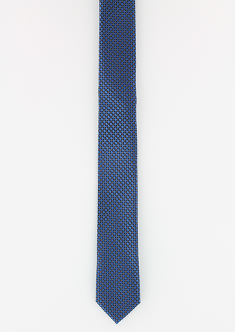 Cravate fine en soie bleu losanges marron | Cotton Park