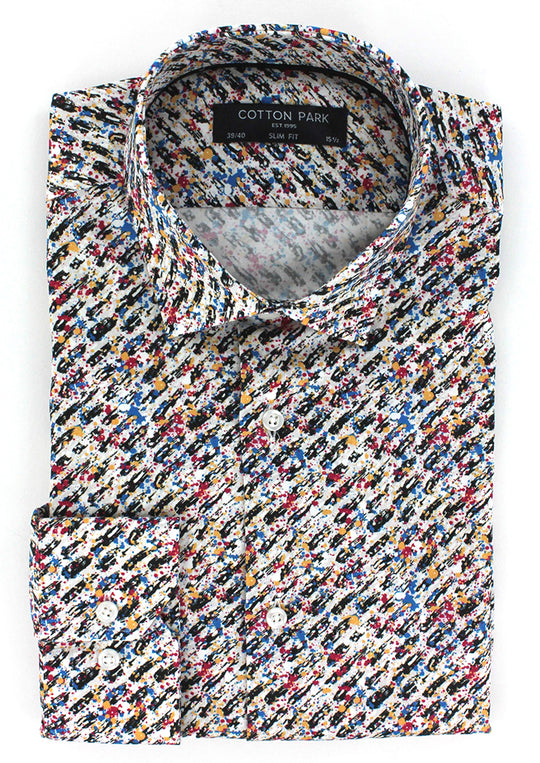 Fitted shirt with multicolored design 