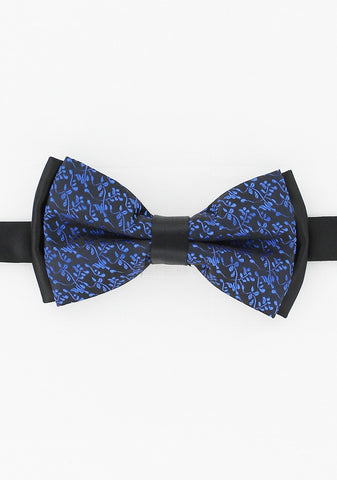 Noeud papillon noir motifs bleu royal | Cotton Park