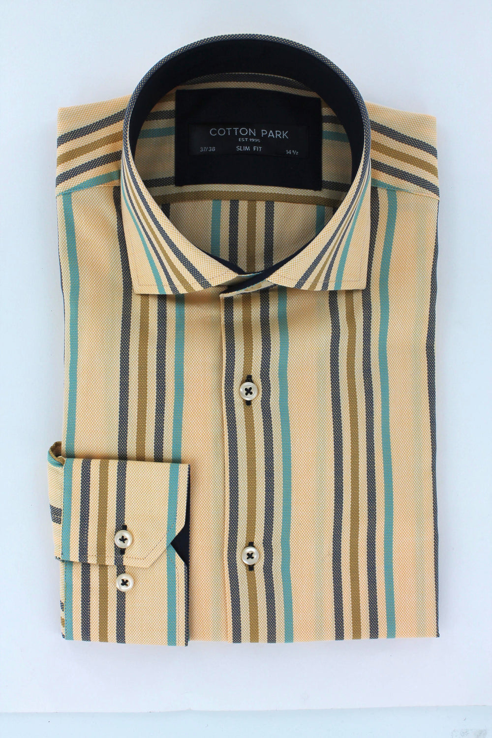 Salmon striped fitted shirt 