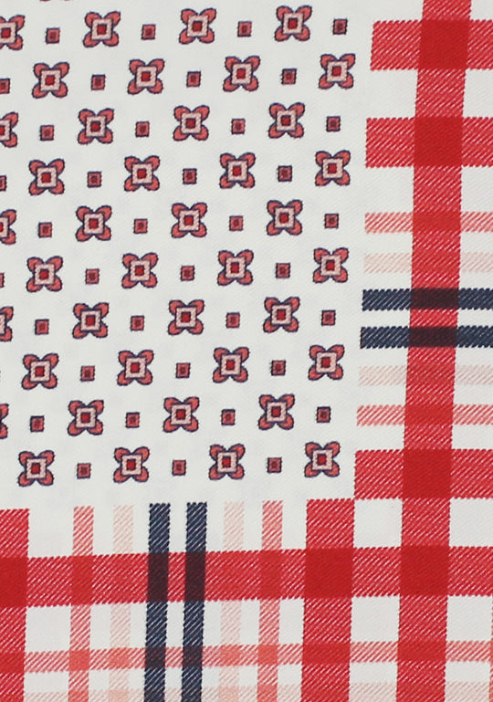 Pochette soie motifs carreaux rouge | Cotton Park