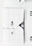 Poignets simples réglables blanc à opposition carreaux bleu | Cotton Park
