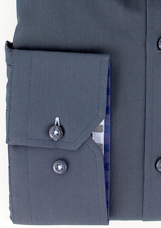 Poignets simples réglables noir à opposition carreaux bleu marine | Cotton Park