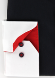 Poignets simples réglables blanc à opposition rouge | Cotton Park