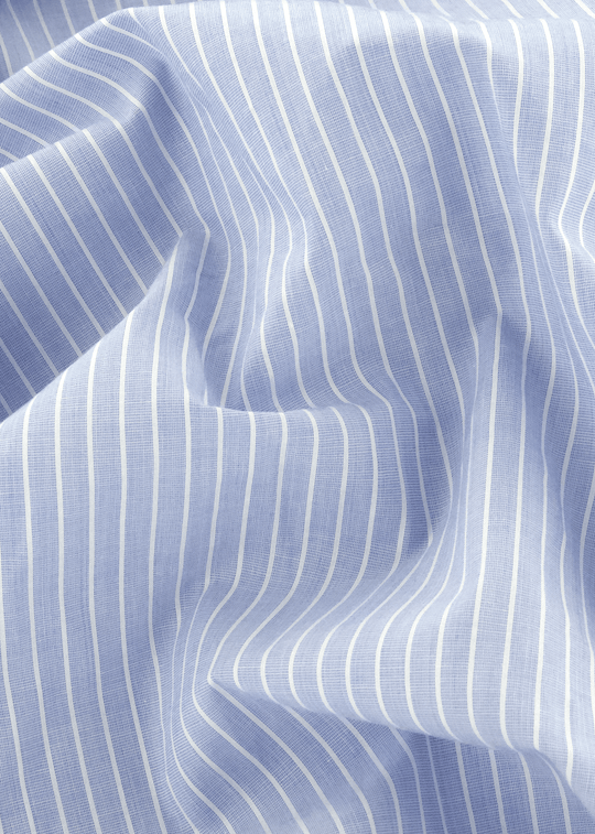 Tissu 100% bleu à fines rayures blanches | Cotton Park
