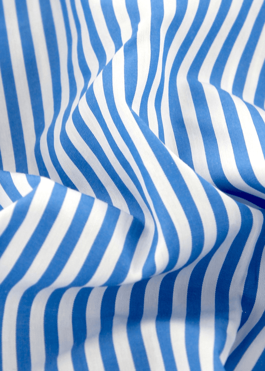 Tissu haut de gamme double retors rayées bleues | Cotton Park