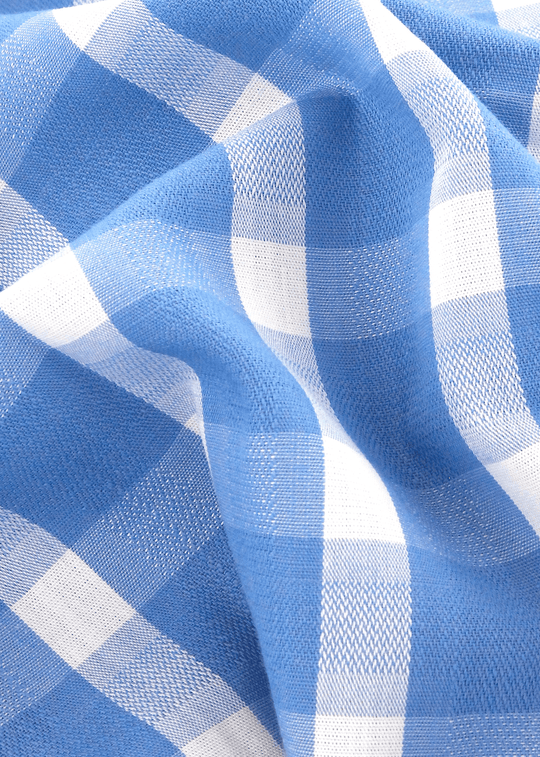 Tissu 100% coton haut de gamme à carreaux bleus | Cotton Park