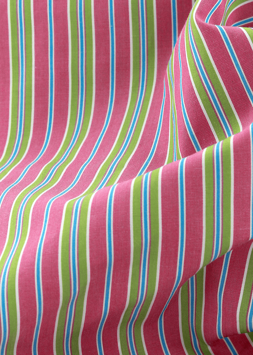Tissu 100% coton haut de gamme à rayures roses et verts | Cotton Park