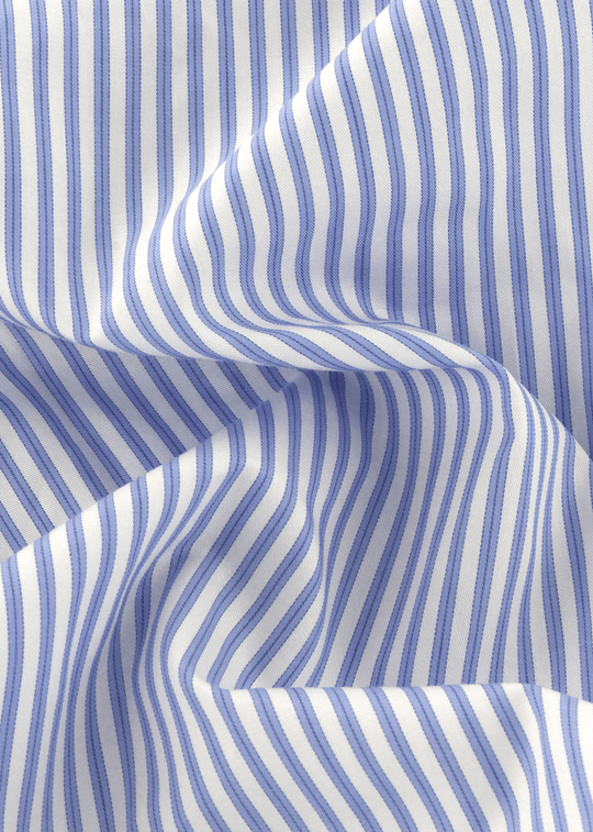 Tissu bleu à rayures blanches | Cotton Park