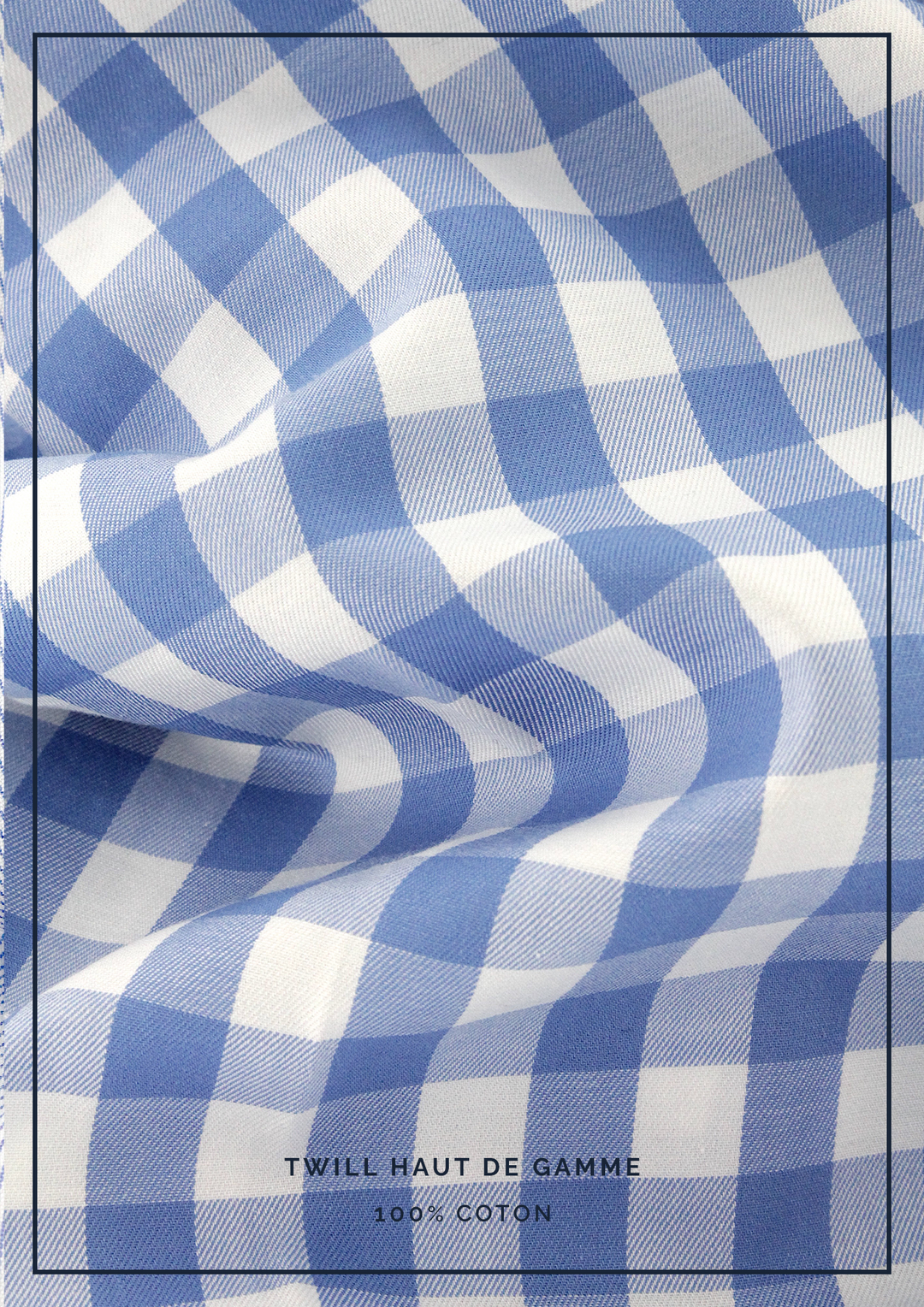 Tissu twill haut de gamme vichy bleu | Cotton Park